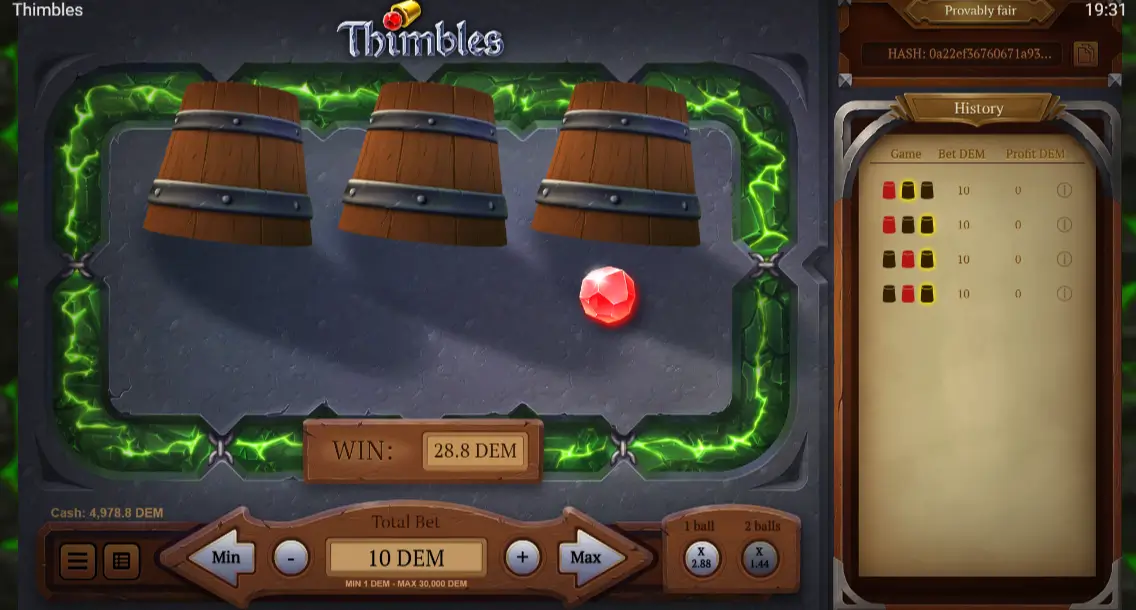 Juego de Thimbles